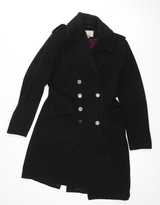 Womens UK Size 8 H&M Black Pea Coat