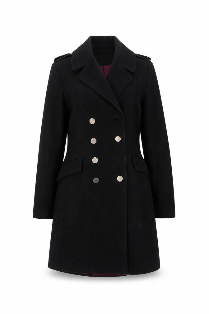 Womens UK Size 8 H&M Black Pea Coat