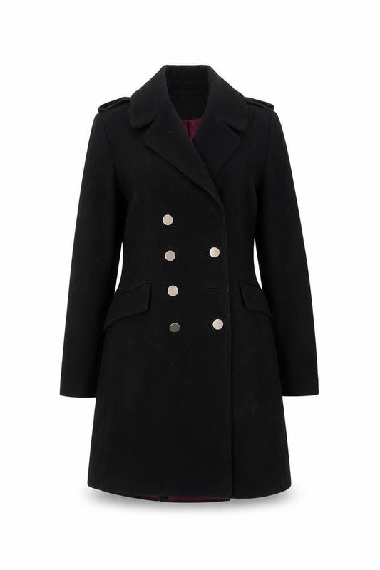 Womens UK Size 8 H&M Black Pea Coat