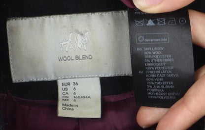 Womens UK Size 8 H&M Black Pea Coat