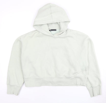 Zara Women's Ivory Fleece Pullover Hoodie, Size S
