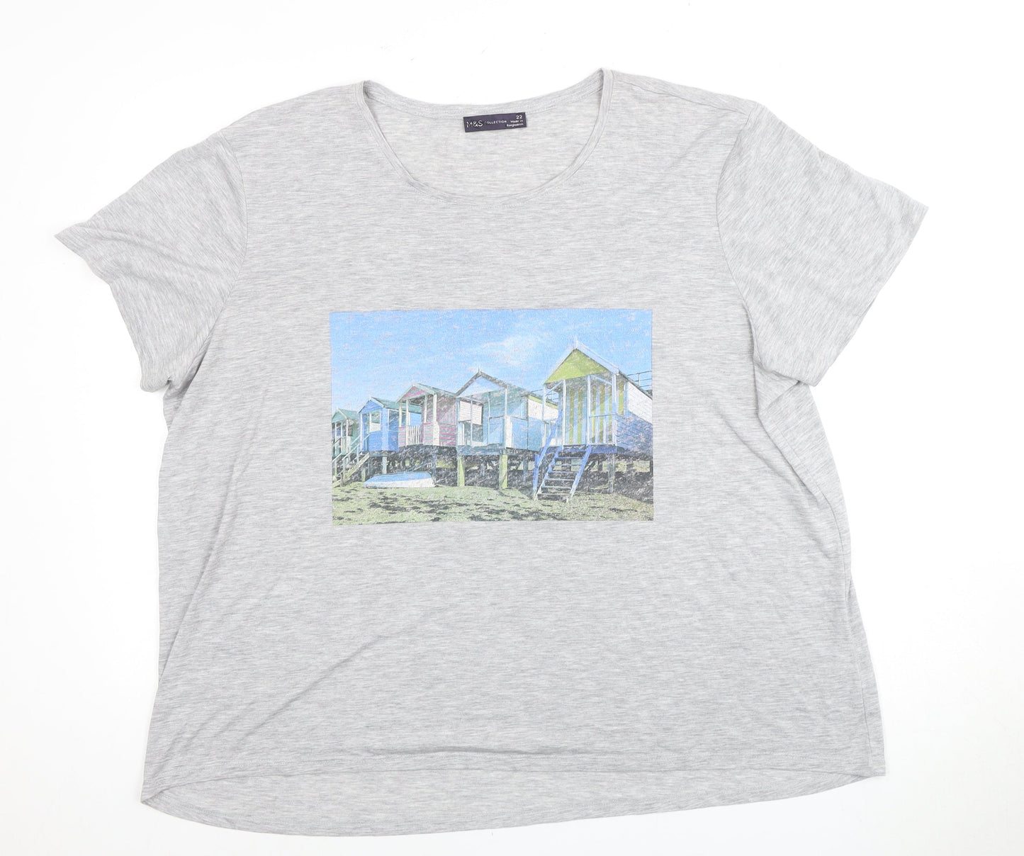 Womens UK Size 18 Marks and Spencer Grey Basic T-Shirt