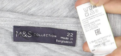 Womens UK Size 18 Marks and Spencer Grey Basic T-Shirt