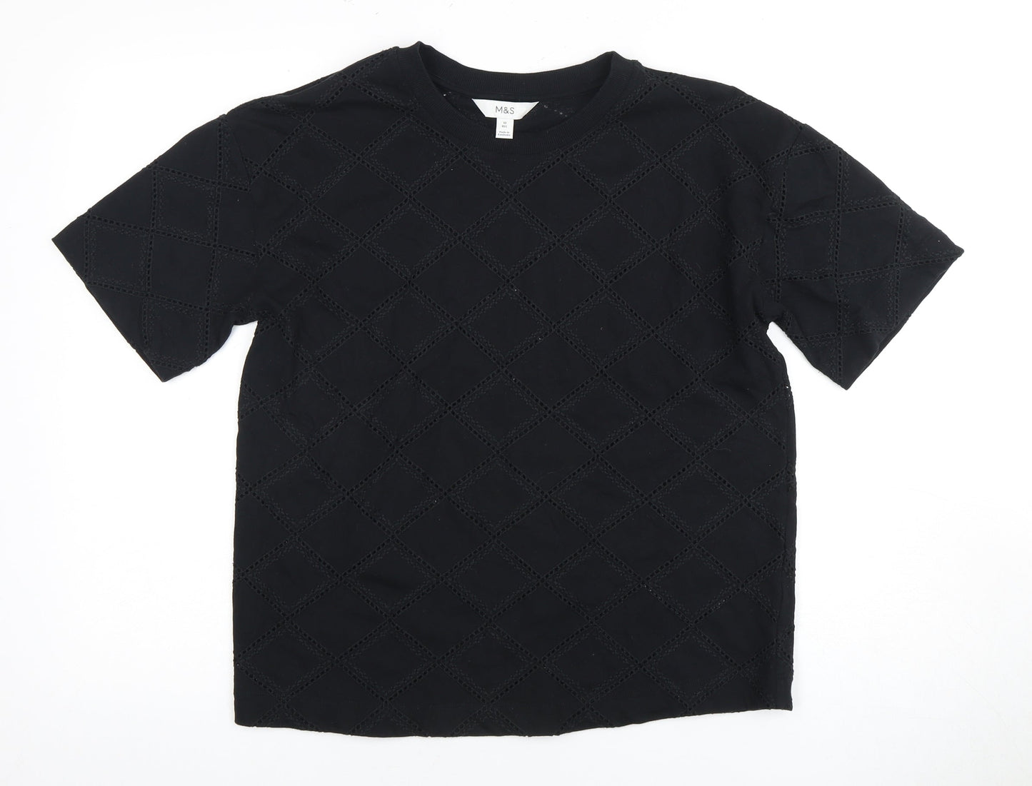 Womens UK Size 10 Marks and Spencer Black Basic T-Shirt
