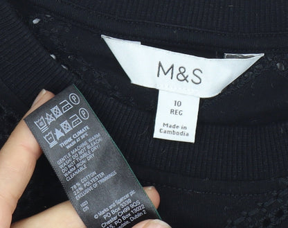 Womens UK Size 10 Marks and Spencer Black Basic T-Shirt