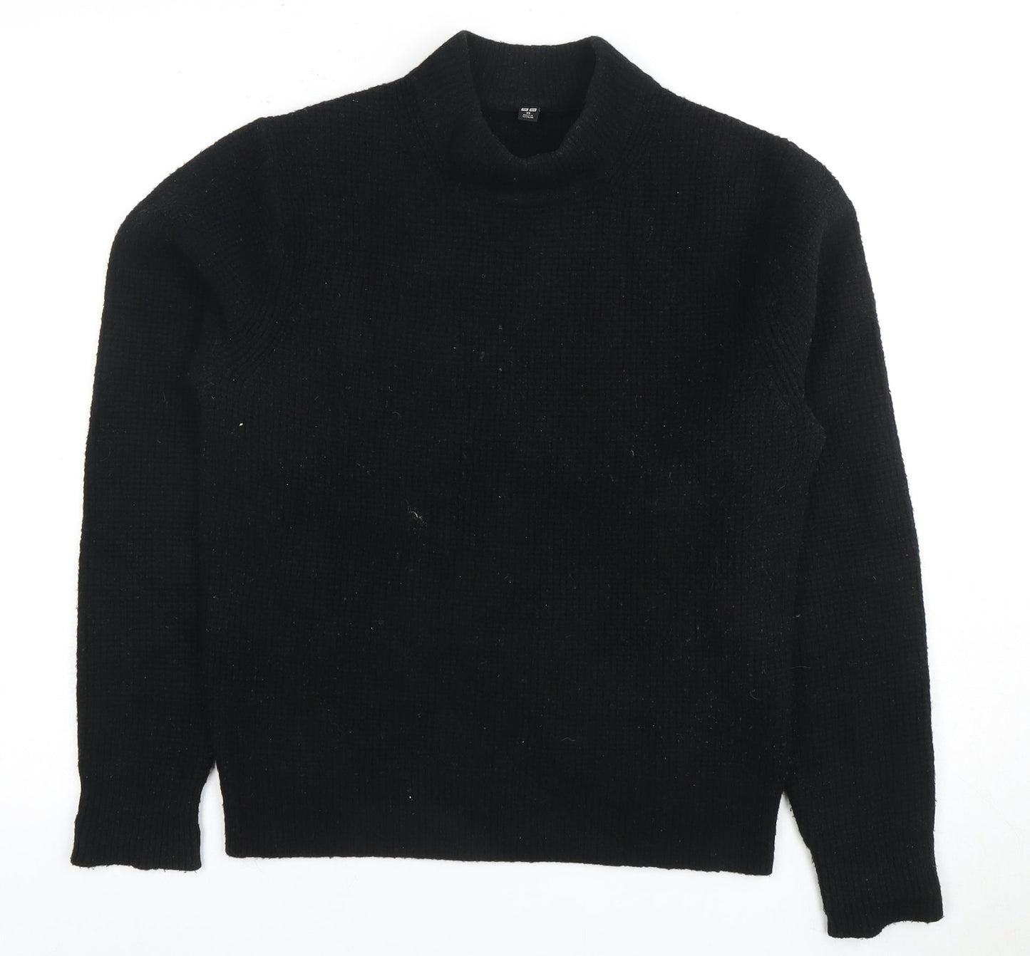 Uniqlo Men's Black XS Pullover Jumper, Mock Neck, Acrylic Blend
