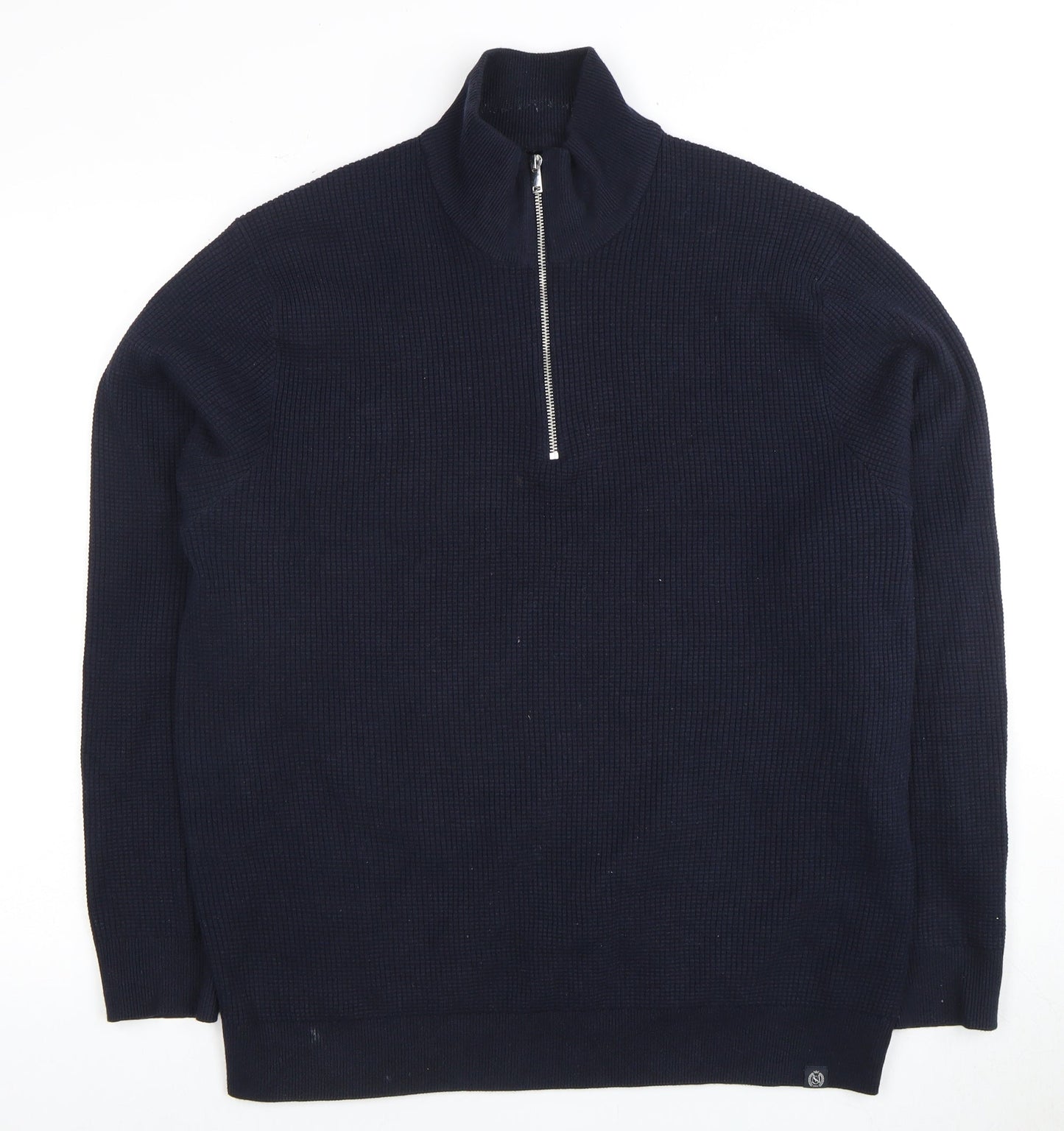 Marks and Spencer Men's Blue Full Zip 2XL Jumper