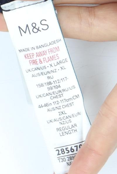 Marks and Spencer Men's Blue Full Zip 2XL Jumper