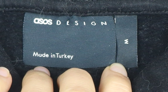 Unisex Adults UK Size M ASOS DESIGN Black Pullover Hoodie