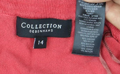Collection Debenhams Women Red V-Neck Cardigan Size 14