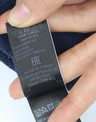 Marks and Spencer Blue Crew Neck Fleece Sweatshirt Unisex Size 20