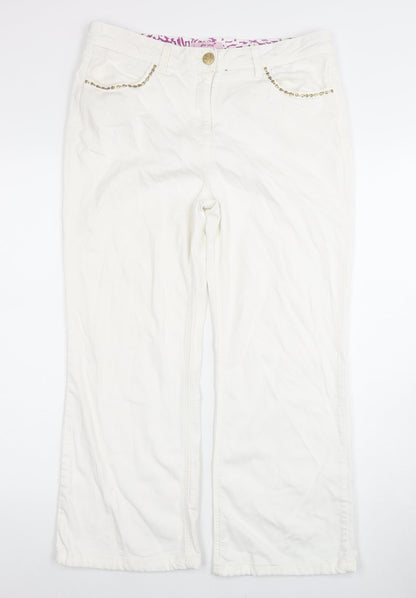 Per Una Women's Ivory Size 14 Studded Jeans