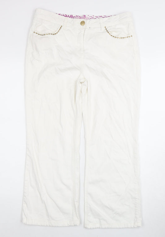 Per Una Women's Ivory Size 14 Studded Jeans