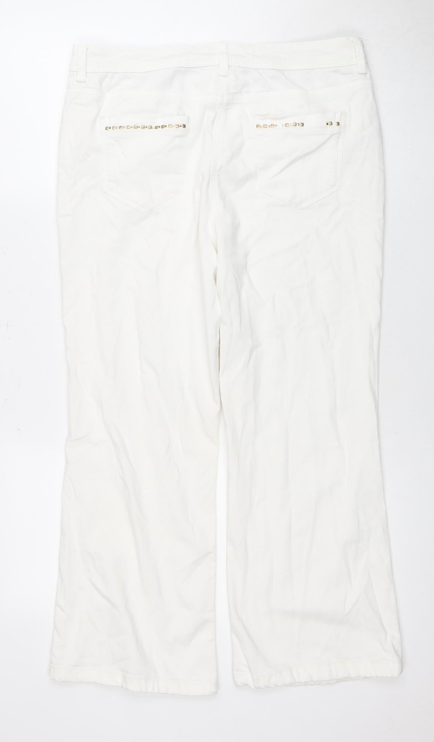 Per Una Women's Ivory Size 14 Studded Jeans