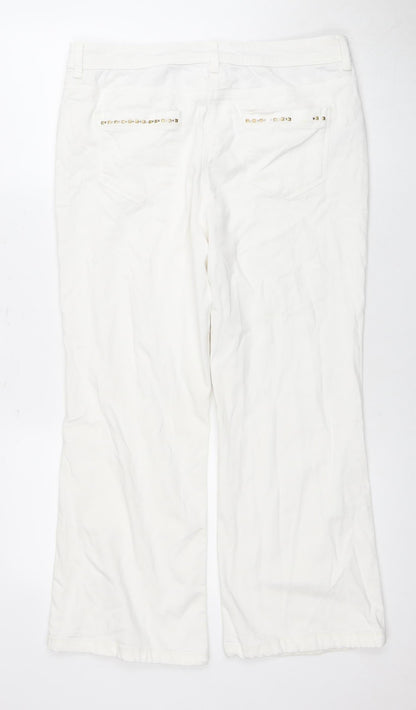 Per Una Women's Ivory Size 14 Studded Jeans