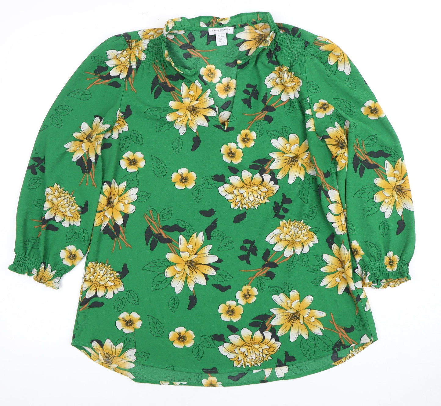 Carolina Belle Women's Green Floral Blouse M