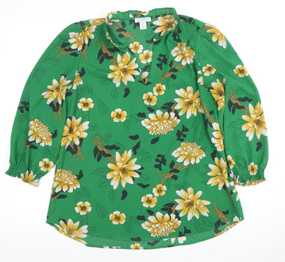 Carolina Belle Women's Green Floral Blouse M