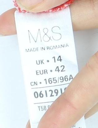 Womens UK Size 14 Marks and Spencer Red Basic Blouse