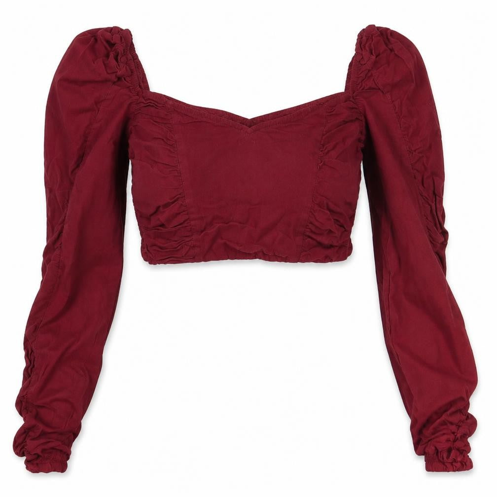 Womens UK Size 10 Zara Red Cropped Blouse