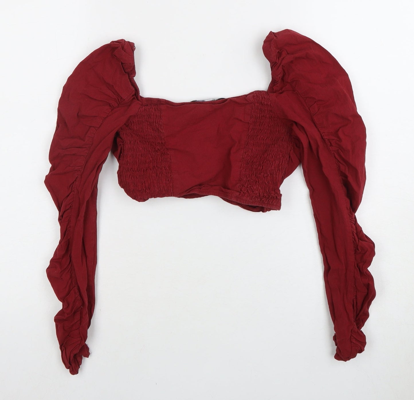 Womens UK Size 10 Zara Red Cropped Blouse
