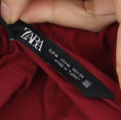 Womens UK Size 10 Zara Red Cropped Blouse