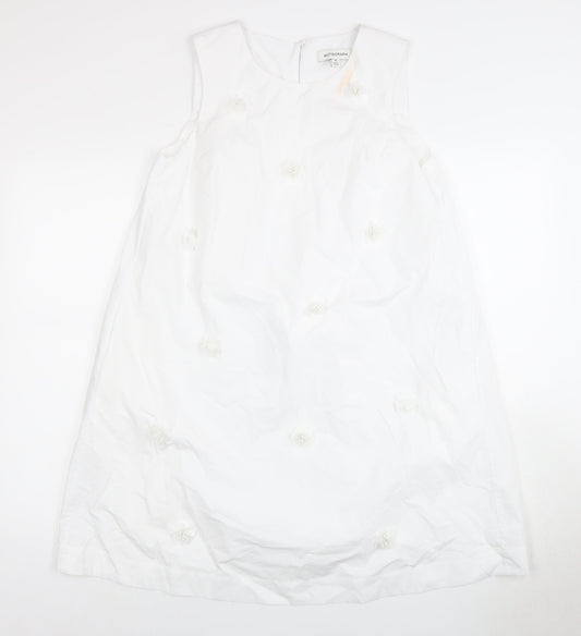 Autograph Women's White Sleeveless Embroidered Dress, Size 10