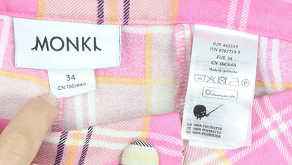 Monki Women's Pink Plaid Trousers Size 6