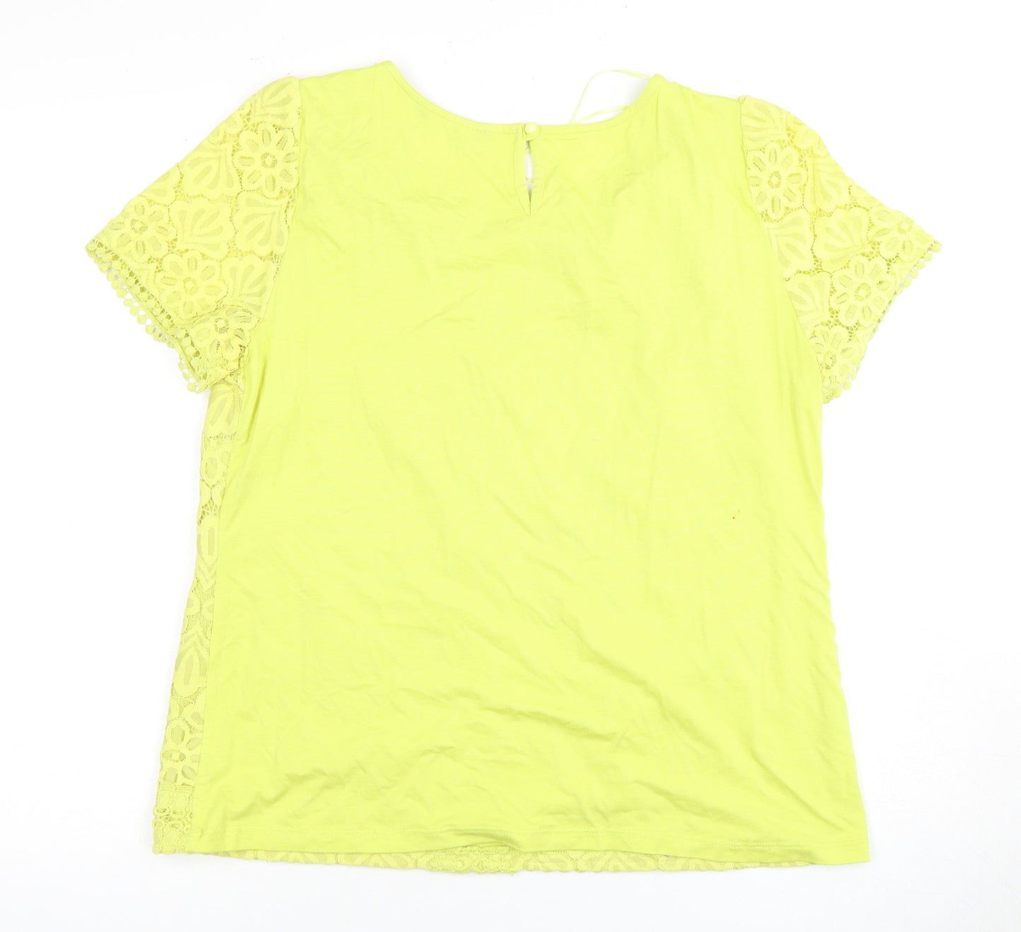 Bonmarche Women Yellow Lace Top - Size 16