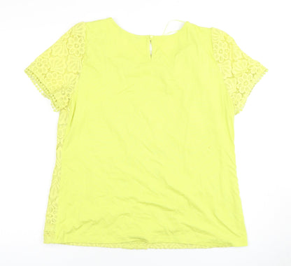 Bonmarche Women Yellow Lace Top - Size 16