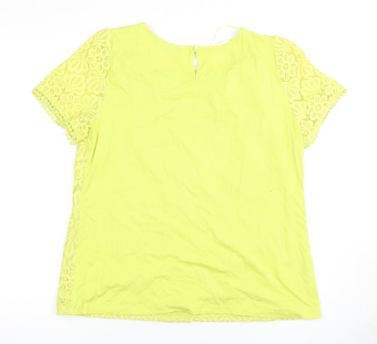 Bonmarche Women Yellow Lace Top - Size 16