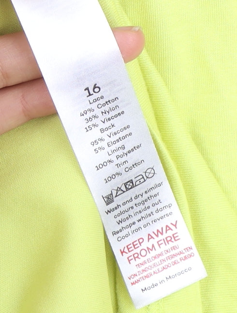 Bonmarche Women Yellow Lace Top - Size 16