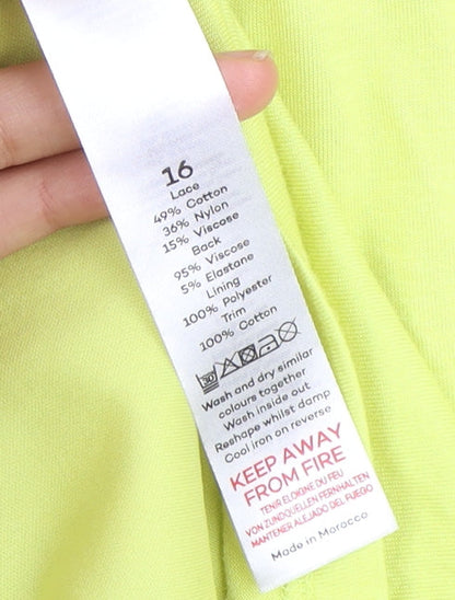 Bonmarche Women Yellow Lace Top - Size 16