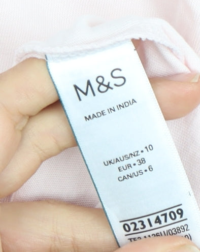 Womens UK Size 10 Marks and Spencer Pink Basic T-Shirt