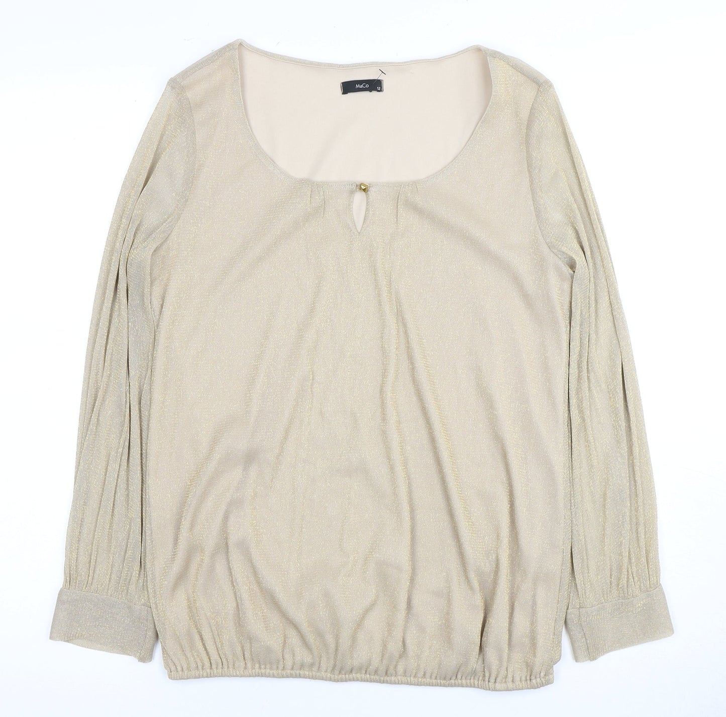 M&CO Women's Gold Long Sleeve Button Blouse Size 12
