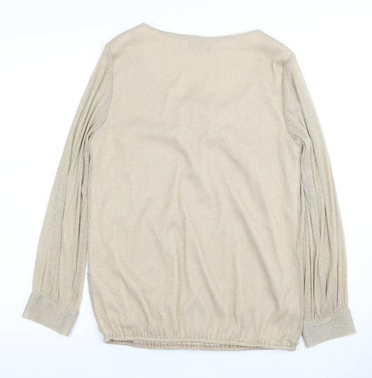 M&CO Women's Gold Long Sleeve Button Blouse Size 12