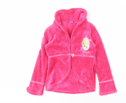 Disney Girls Pink Fleece Robe 7-8 Years with Princess Accents