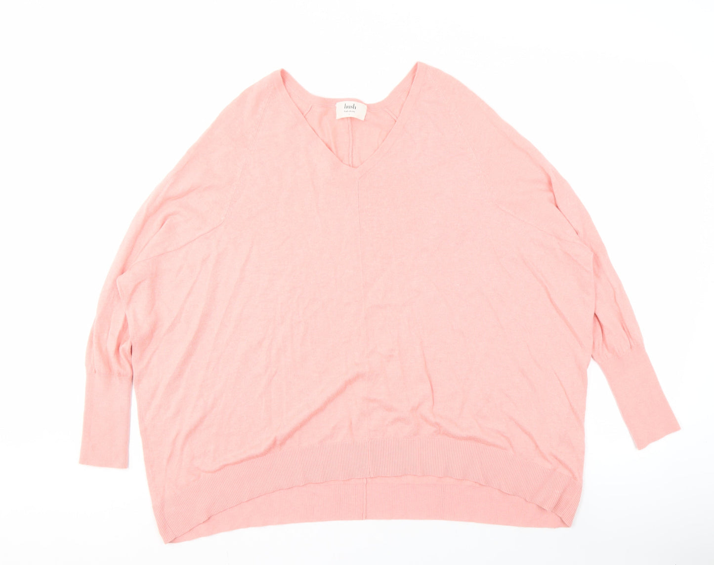 Hush Women's Pink V-Neck Knit Pullover Jumper