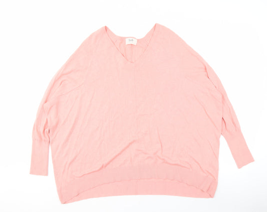 Hush Women's Pink V-Neck Knit Pullover Jumper
