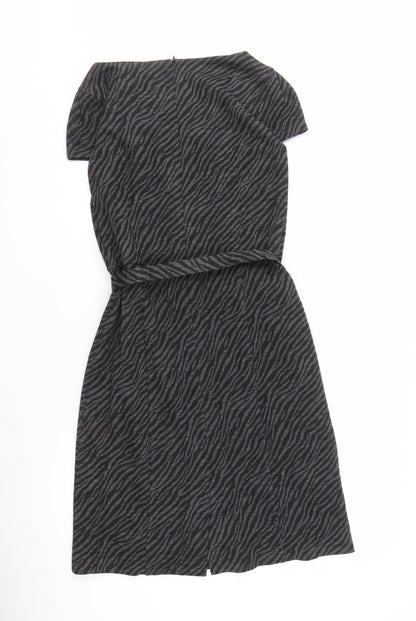 Laura Ashley Women's Black Animal Print Dress Size 12
