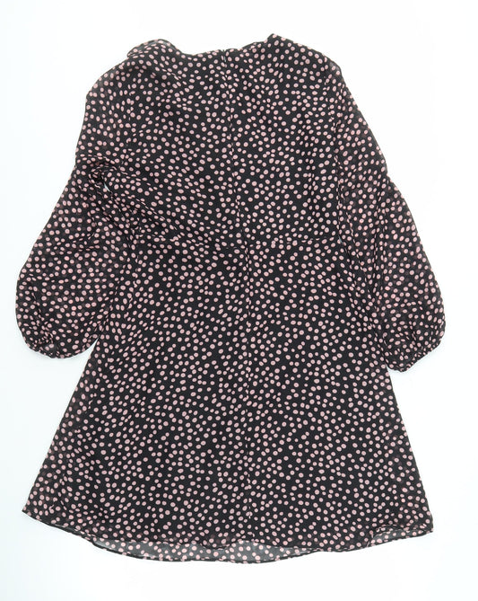 Wallis Women Black 10 Polka Dot Long Sleeve Dress