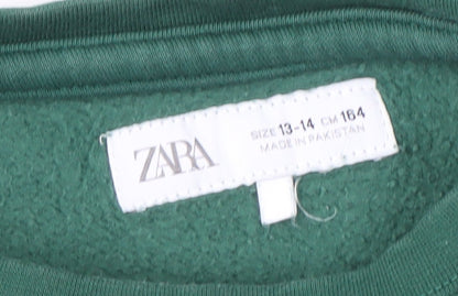 Zara Boys Green Graphic Print Sweatshirt 13-14 Years