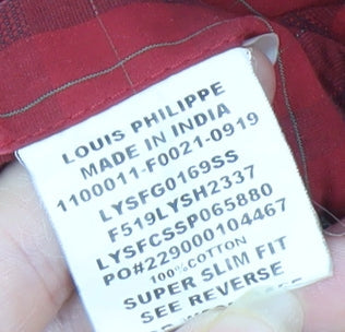 Louis Philippe Men's Red Check Extra Slim Fit Shirt