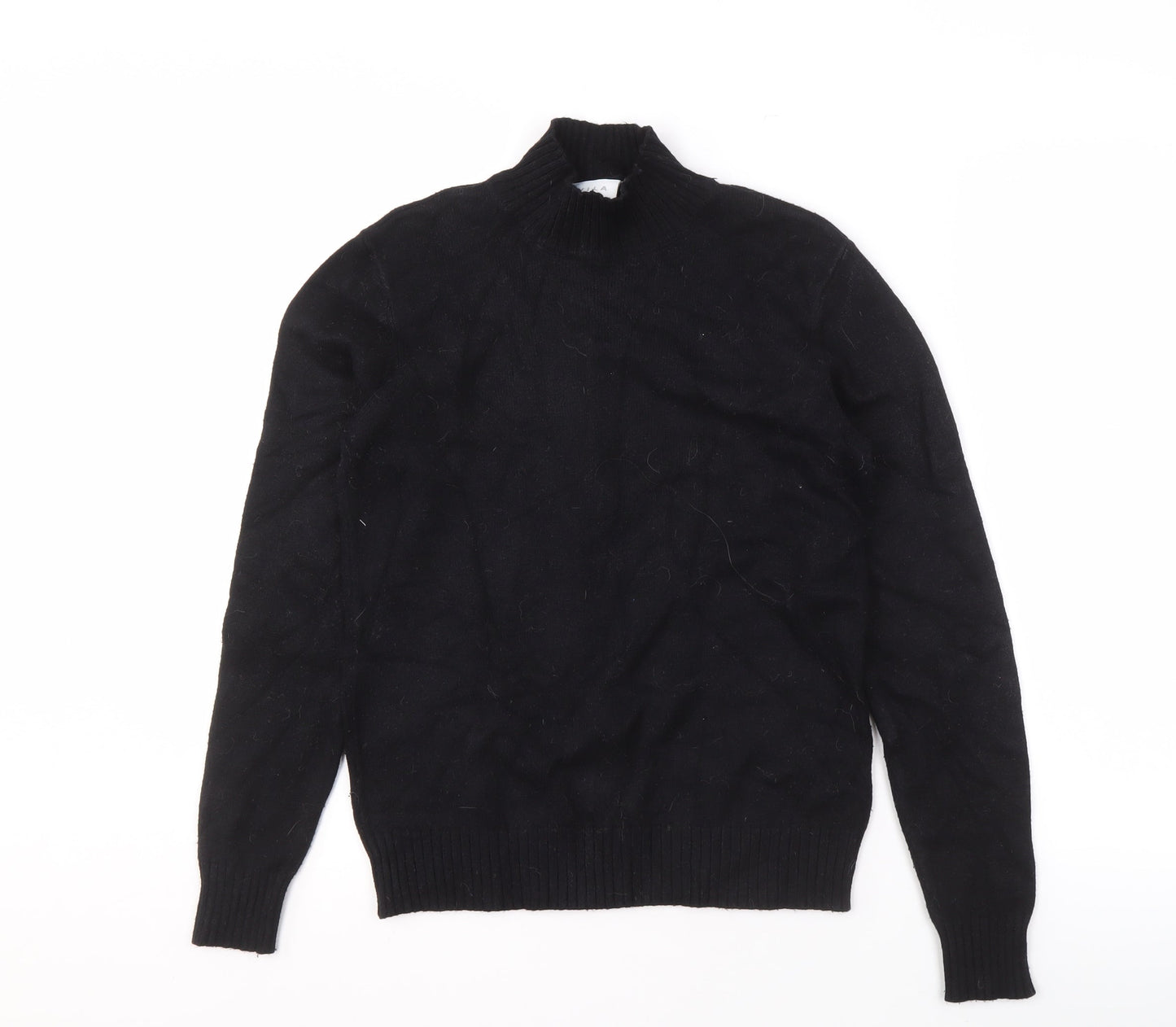 VILA Black Pullover Jumper M Unisex High Neck Knit