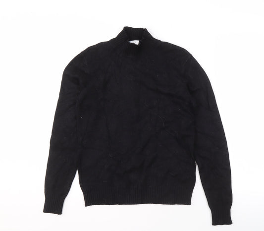 VILA Black Pullover Jumper M Unisex High Neck Knit