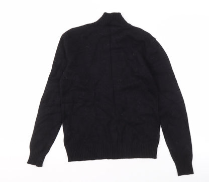 VILA Black Pullover Jumper M Unisex High Neck Knit