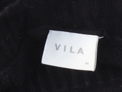 VILA Black Pullover Jumper M Unisex High Neck Knit