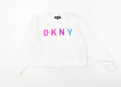 DKNY Women's White Pullover Sweatshirt Size 10