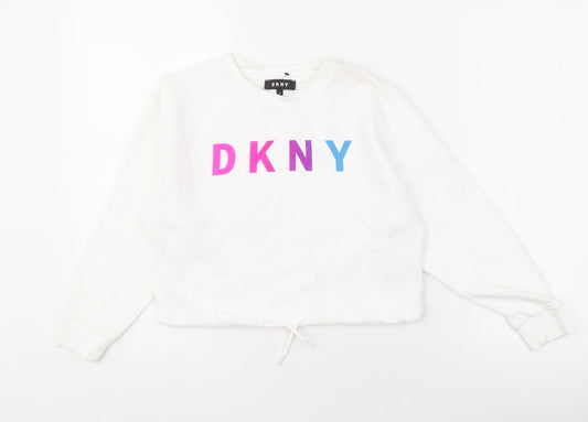 DKNY Women's White Pullover Sweatshirt Size 10