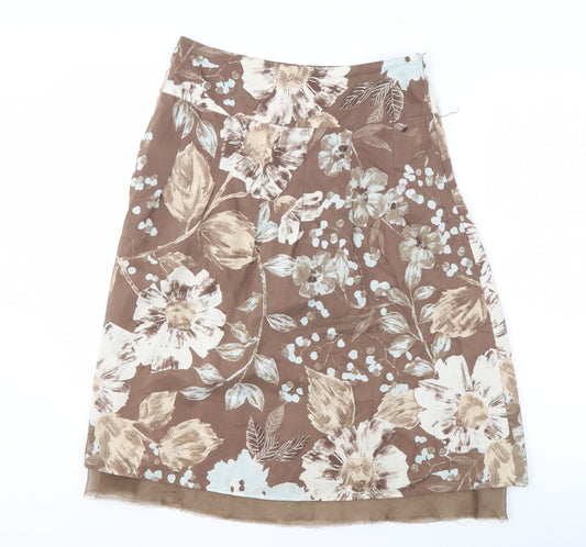 Principles Floral Silk Cotton A-Line Skirt, Size 10