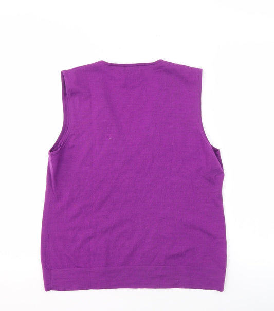 Austin Reed Men's Purple Wool V-Neck Vest L